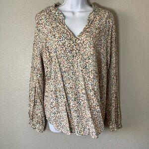 St. John’s Bay Dainty Boho Chic Floral Prairie Button Detail Blouse M Casual